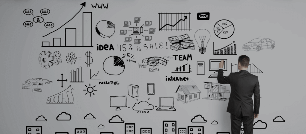 different strategies and ideas drawn out on a board to generate pricing ideas