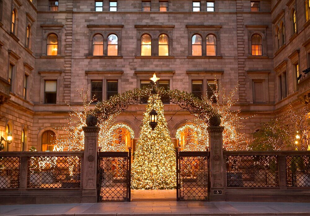 hotel with christmas tree is a big travel destination during the winter season