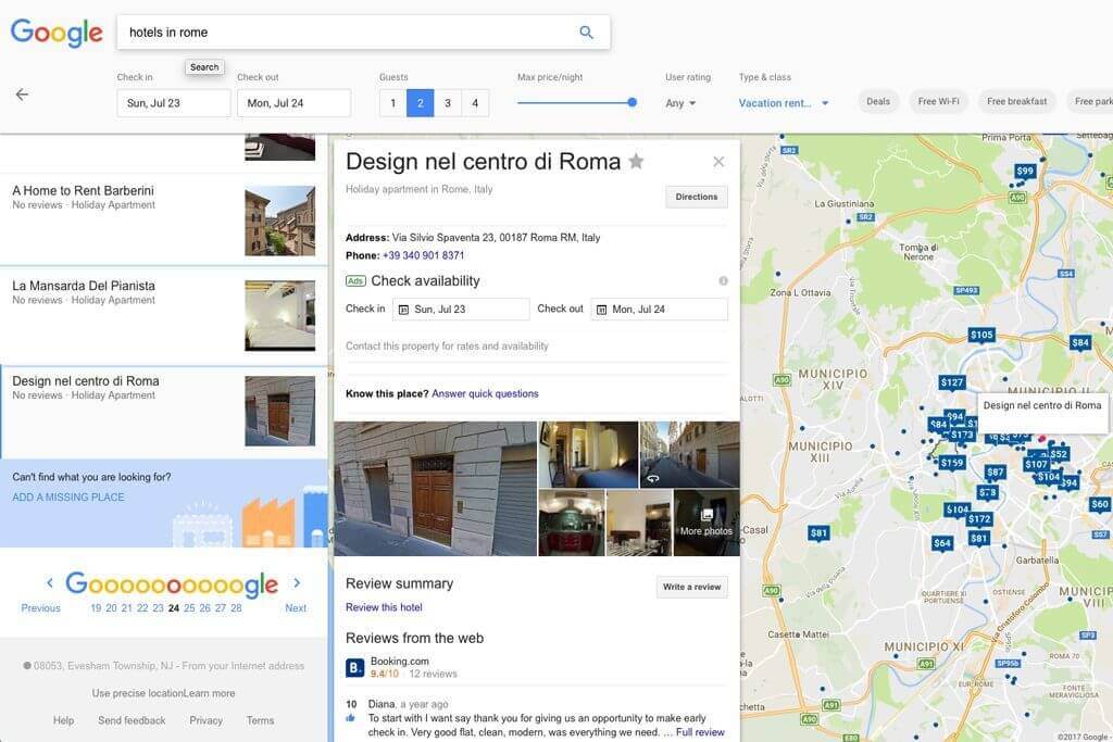 google hotels in rome results