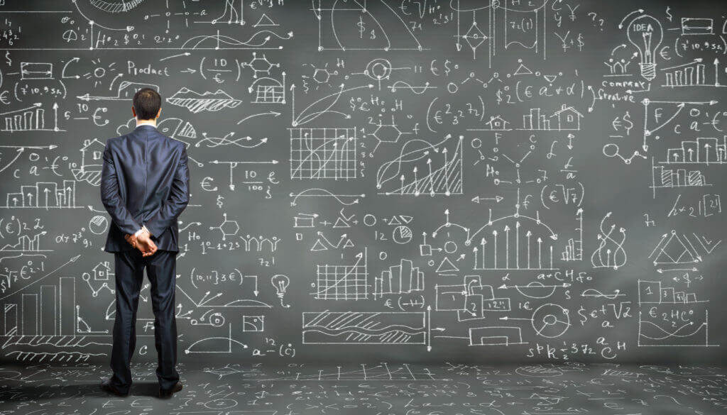 data algorithms on a black board used in revenue management