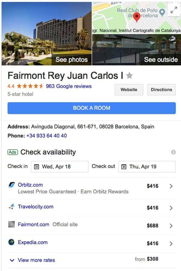 google hotel search lowest rates not visible