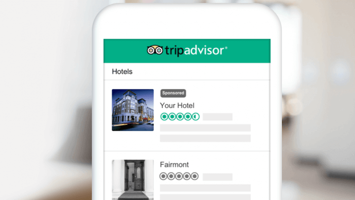 tripadvisor app on a mobile showing sponsored placements