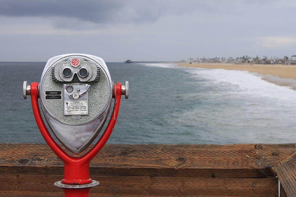 telescope pointing out to sea looking at second wave