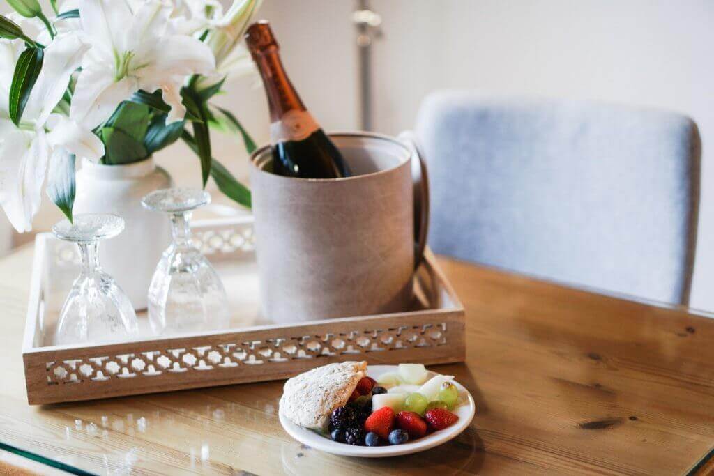champagne and fruit can be enhancements to help hotels raise booking value