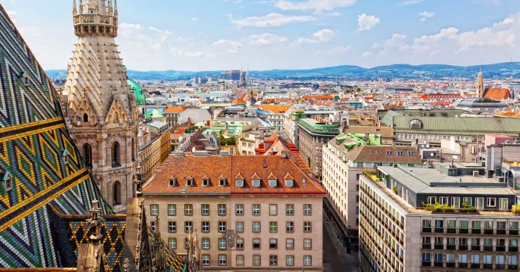 skyline in vienna showing hotels and attractions