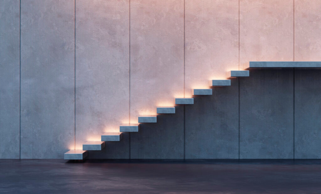 steps representing the way a hotel can scale up their upselling efforts