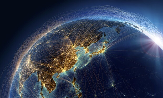 image of the globe focused on asia pacific with links between key cities reflecting key trends for travelers