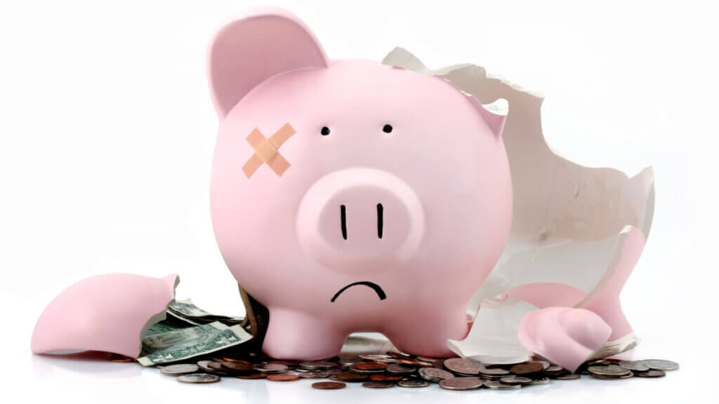 broken piggy bank reflecting tough financial conditions with increased labor costs