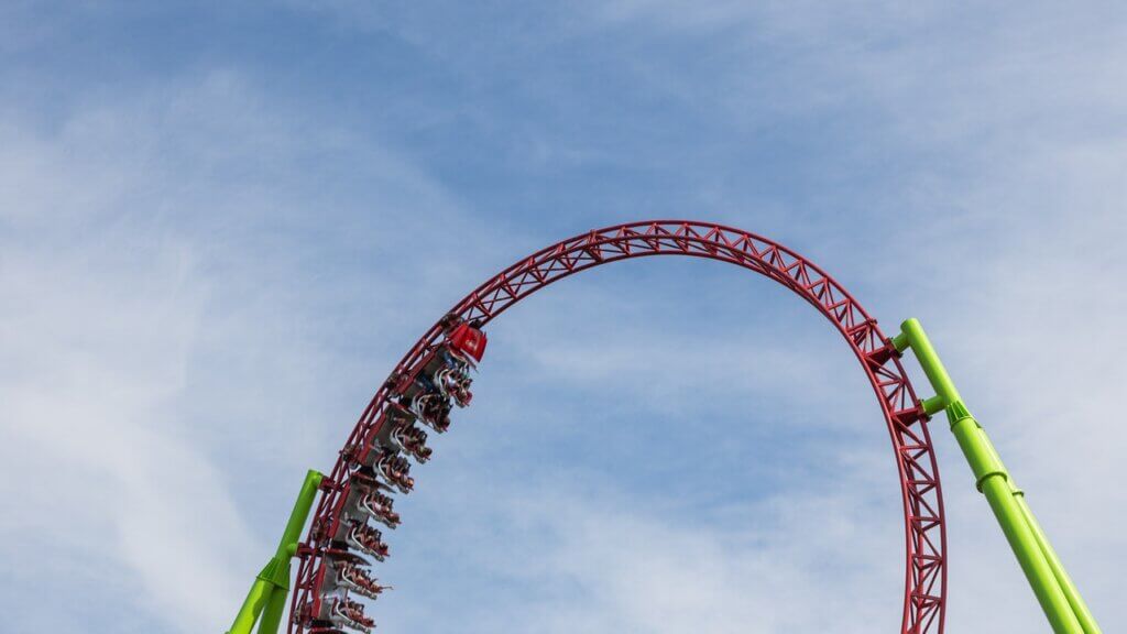image of a roller coaster reflecting the up and down nature of the last 18 months for a revenue management professional