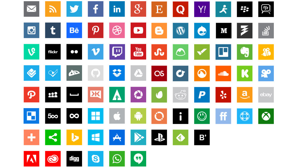 mobile phone icons of digital social media platforms