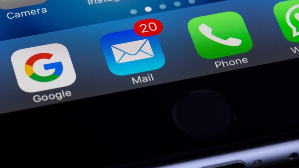 email app icon on a mobile phone