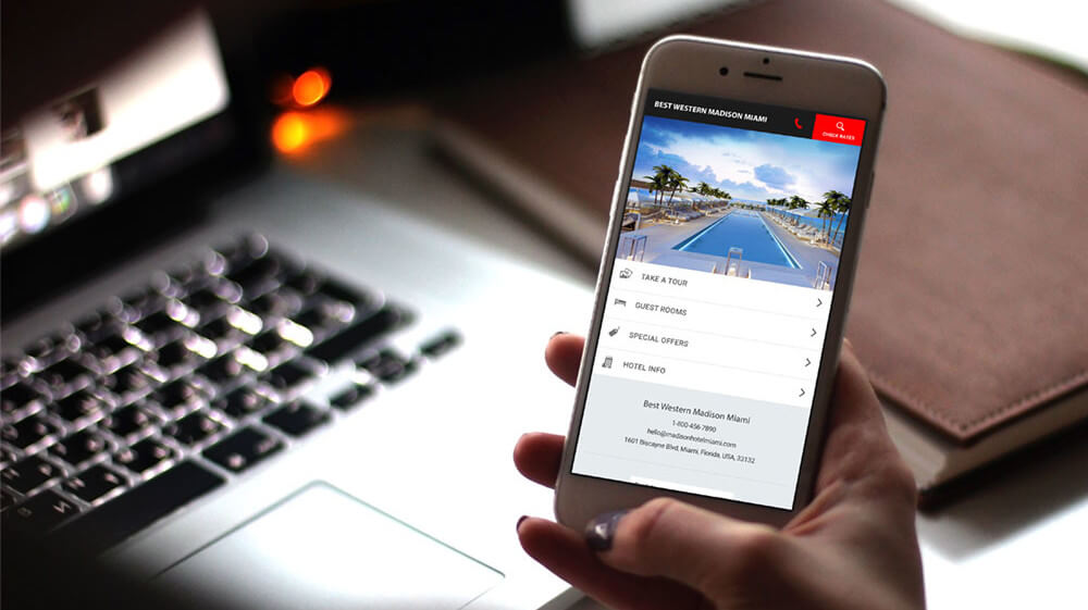 hotel website being viewed on a mobile phone after travel search