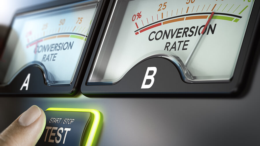 two dials showing conversion rate reflecting importance of a perfect hotel landing page 