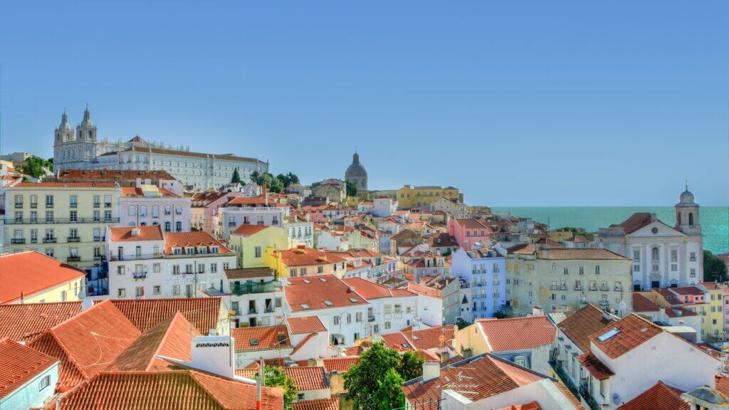 portugal travel destination skyline with hotels and houses show winter bookings increased