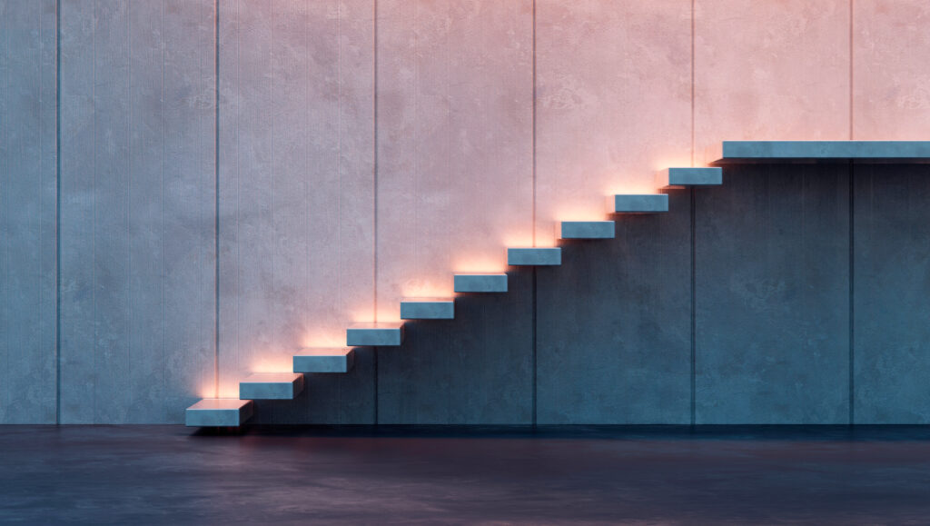 steps going up reflecting the benefits of good revenue management strategy to raise it to a new level