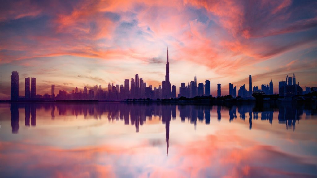 silhouette of hotel and buildings in uae reflecting the scope of mice market in the middle east