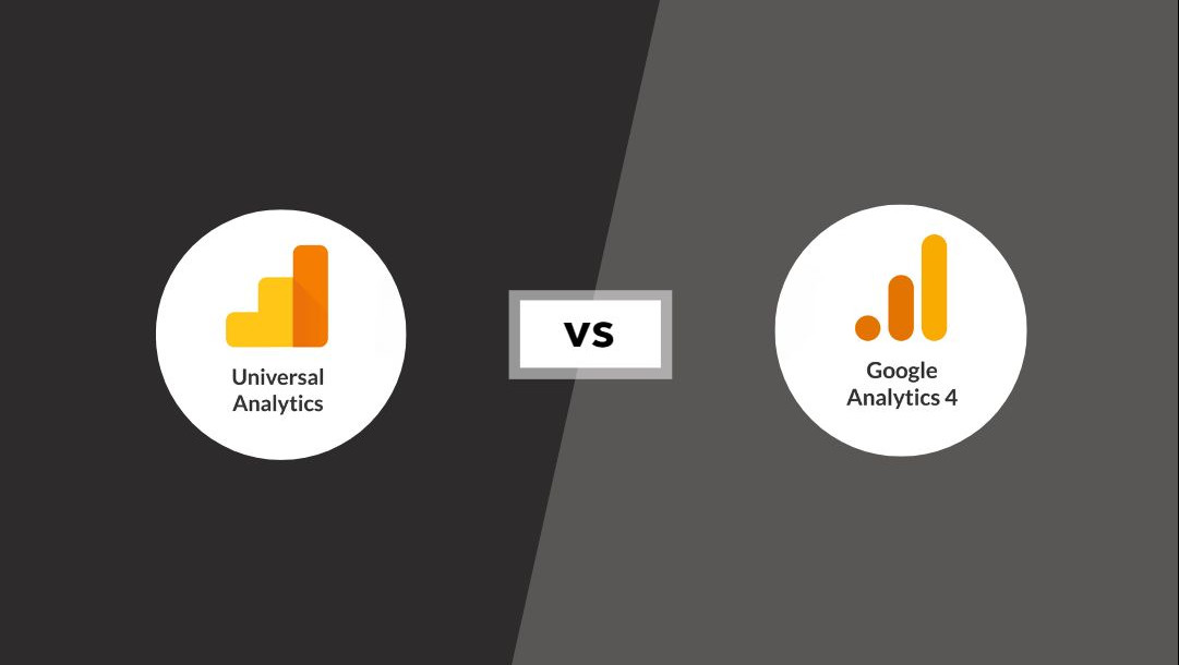 image showing universal analytics and google analytics 4 as part of a cogwheel marketing article comparing the two