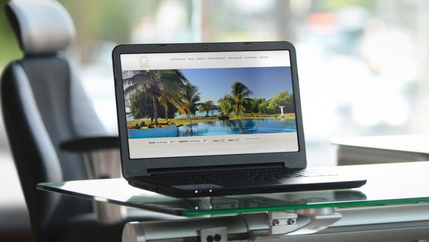 laptop with a hotel website on the screen illustrating the power of website url customization