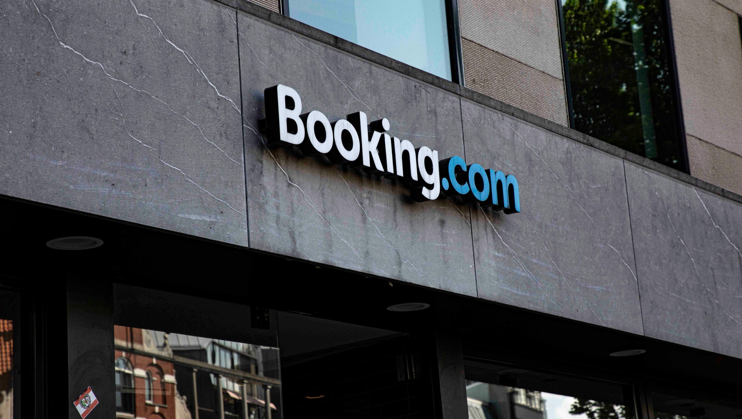 booking dot com logo on a building