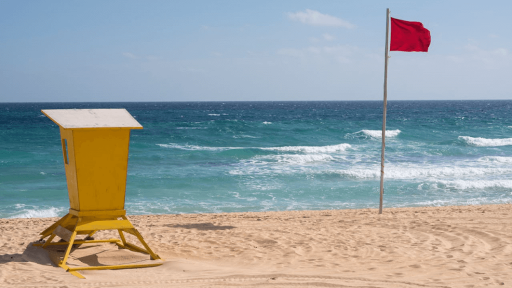 warning red flag on a beach reflecting the need for hotels to keep an eye our for problems when running metasearch campaigns