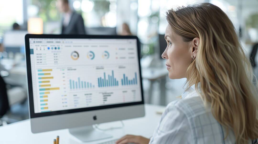 person with data on a computer screen reflecting the importance of hotel data in driving revenue