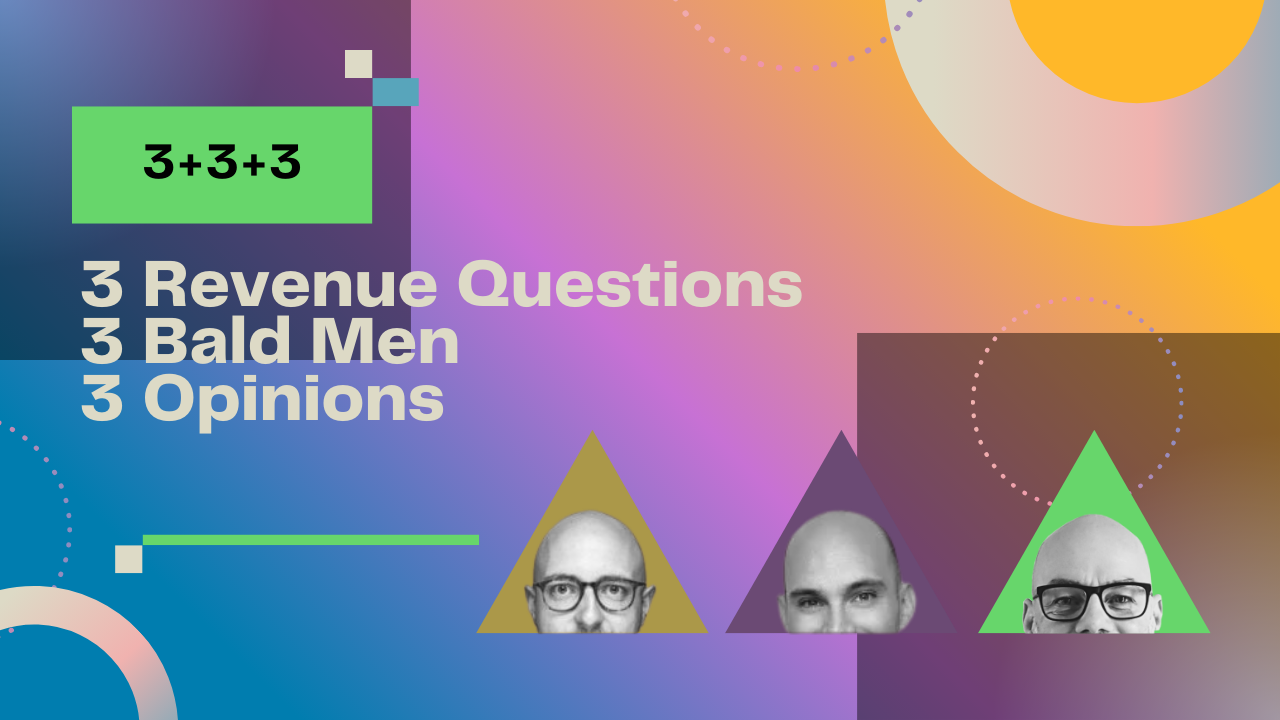 3+3+3 video thumbnail for the discussion around personalised pricing, always on mentality and decline in booking.com activity