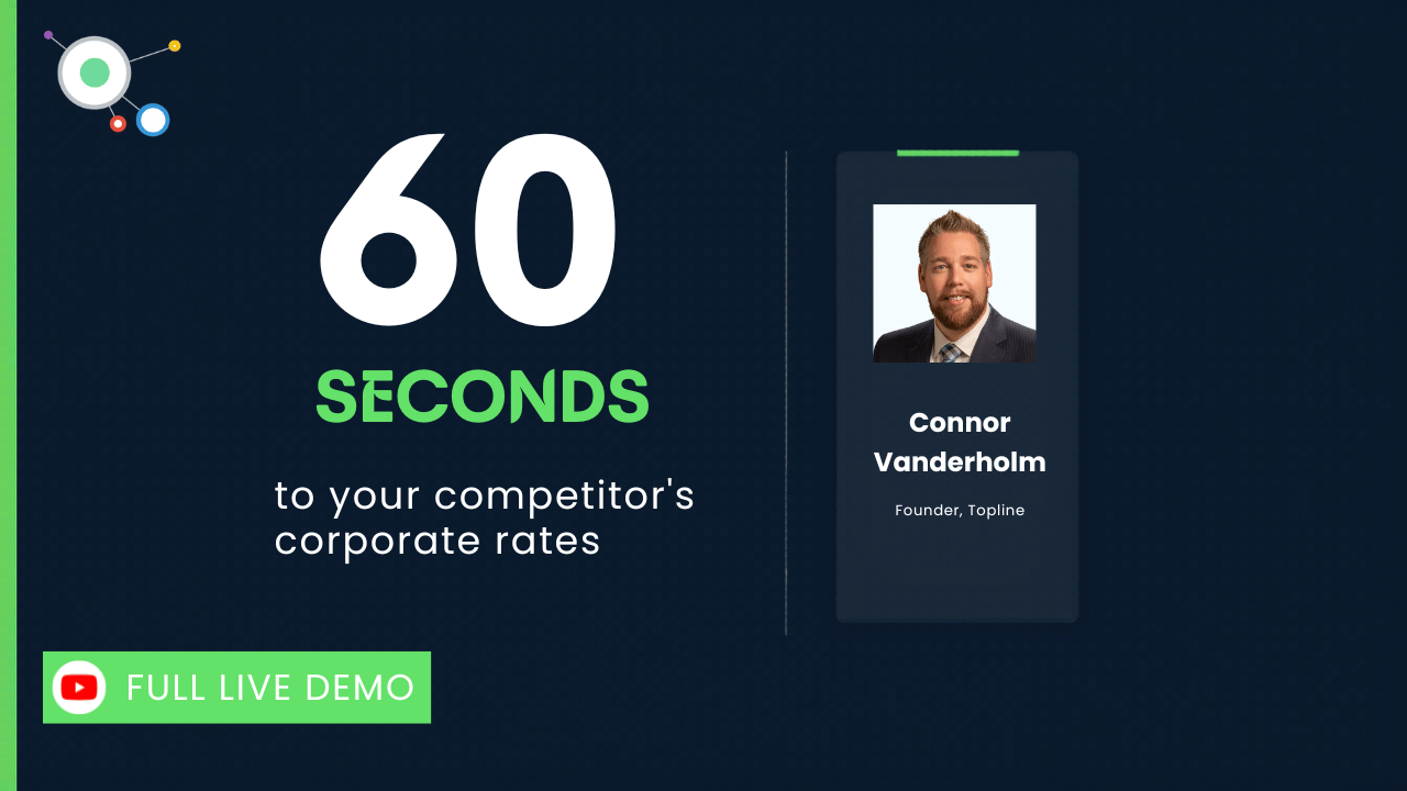 article thumbnail for an interview with connor vanderholm as he demonstrates his new solution fenced and how it can find competitors corporate rates in 60 seconds